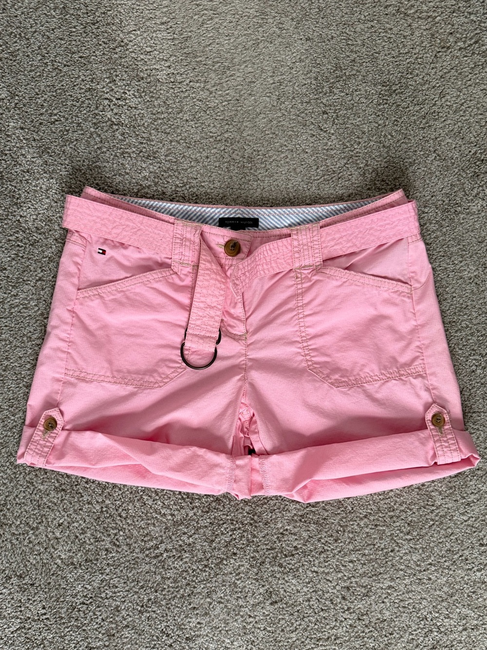 3 for $30 Tommy Hilfiger Pink Rolled-Hem Women's Belted Shorts Size 4